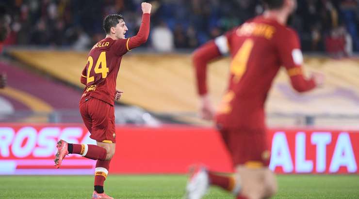 Vào! Một đường chuyền tốt bằng đầu bởi Tammy Abraham dành cho Marash Kumbulla (AS Roma) và cầu thủ này tiếp tục đánh đầu nối, đưa bóng vào gọn trong lưới. Tỉ số là: 1:1.